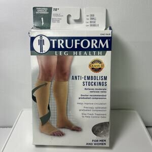 Truform Anti-Embolism Thigh Length Stockings Open Toe: 18 mmHg S BEIGE
